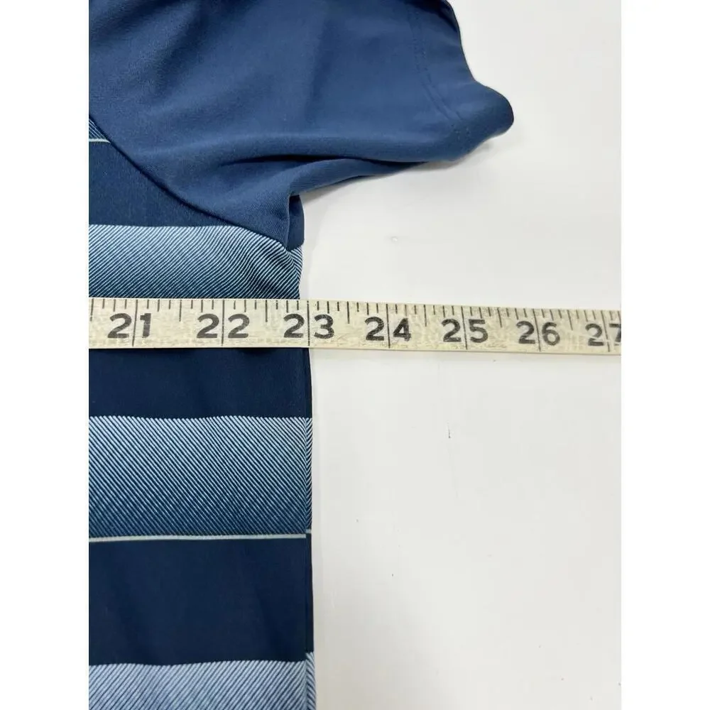 Adidas Golf Polo Shirt Men’s Large Performance Blue Stripe Lightweight